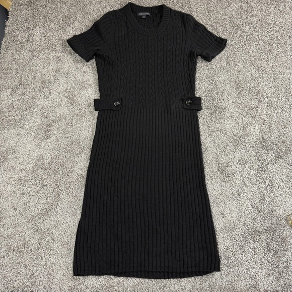 Banana Republic Womens Sweater Dress Medium Black Cable Knit Cashmere Blend - Picture 1 of 9